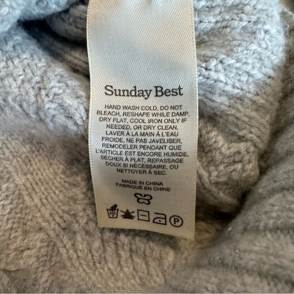 Aritzia Sunday Best Boreal 1/2 Zip Cable Knit Sweater Wool Blend Cropped - Picture 4 of 10